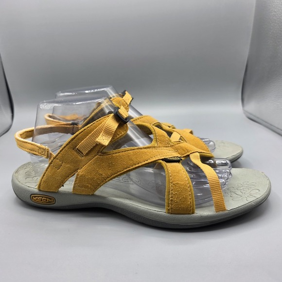 KEEN Sandals Womens 10.5 Yellow Suede Strappy Outdoor Walking Hiking Comfort - Picture 5 of 14